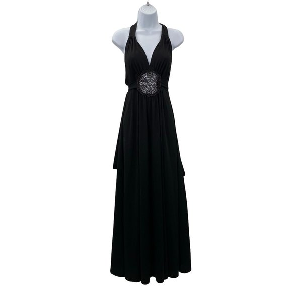 HALTER EVENING DRESS BLACK WOMENS SIZE 12 - Picture 1 of 6